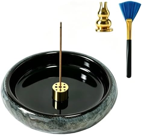 6 Inch Japanese Incense Holder for Stick,Ceramic Handmade Black by Unknown
