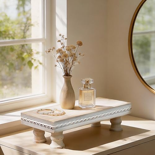 Bathroom Tray Pedestal Stand, Waterproof Wood Riser for Bathroom Counter - Image 5