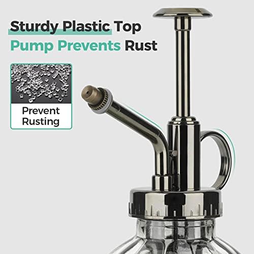 T4U Glass Plant Mister 200ML, Vintage Spray Bottle with Top Pump Fine Mist Flower Garden Sprayer Small Decorative Spritzer Watering Can Gift for Indoor Outdoor Succulent House Plant (Clear) - Image 2