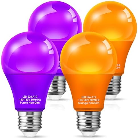 JandCase Halloween Orange Purple LED Light Bulbs Outdoor Decor[4 Pack] by JandCase