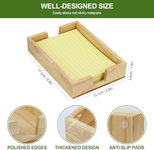 MultiBey Rubber Wood Sticky Note Holder - 4x6 Inch Note Pad Dispenser - Image 3