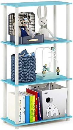 Furinno Turn-N-Tube Toolless 4-Tier Storage Shelves, Light Blue by Furinno-FitsYourSpaceFitsYourBudget