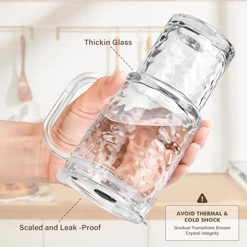 17oz Glass Tumbler with Handle & Lid – 2-Pack Iced Coffee Cups with Straws, Glass Mug for Cold & Hot Beverages Travel Cup for Smoothies, Tea, and Juice (clear-Glacial pattern-2pack) - Image 4
