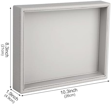 HofferRuffer Faux Leather Vanity Tray, Elegant Desktop Storage Organizer, Decorative Catchall for Perfume, Bathroom Valet, Nightstand or Dresser, 10.2 x 8.4 x 1.8 inches (Grey Stripe) - Image 2