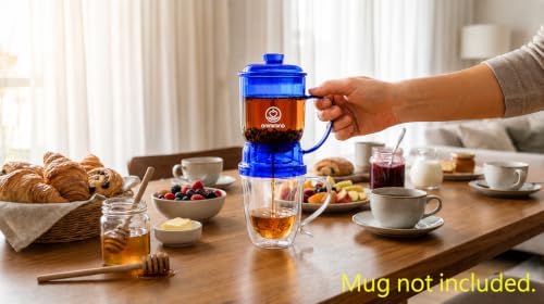 Glass Tea Infuser, Easy Drain for Loose Leaf, 15.2 oz, Ocean Blue - Image 3