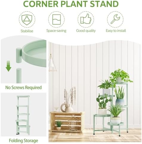 iDavosic.ly 5 Tier Large Plant Stand Indoor Outdoor, 10 In Wide Tray, Green - Image 5
