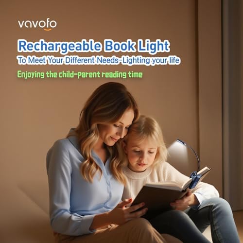 VAVOFO Rechargeable Reading Light, Clip on Book Light for Reading in Bed - Image 2