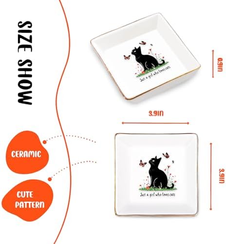 Black Cat Jewelry Ring Holder Dish Tray, Gifts For Women Teens Girls, Cat Lovers Themed Stuff Things Decor Merch Home Room Ring Earrings Necklace Organizer Holder! - Image 2