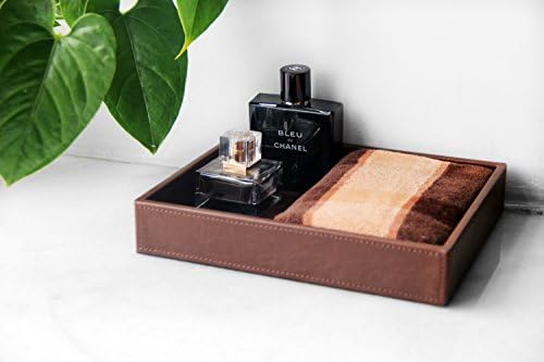 Vixdonos Leather Valet Tray Rectangular Catchall Tray Counter Organizer for Key,Jewelry,Perfume,Glasses and Watches(Brown) - Image 4