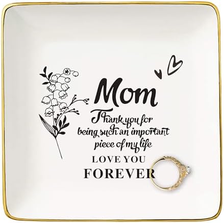 Mom Gifts for Mother's Day-Birthday Wedding Christmas Gifts for Mother-Thank You Gifts for Mom New Mom Mother-in-Law Bonus Mom-Mother Appreciation Gifts-Ceramic Jewelry Tray Trinket Holder Ring Dish by NZY