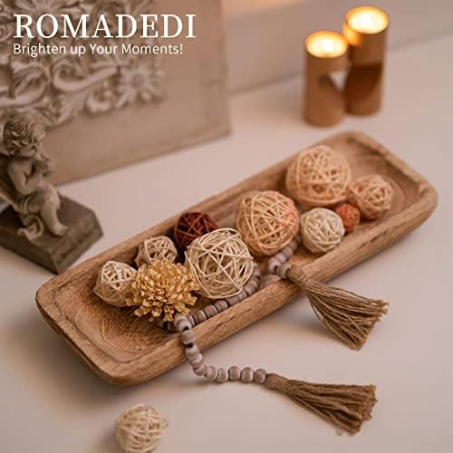 Romadedi Paulownia Wood Dough Bowl for Decor, Candle Tray 16 in Long - Image 2