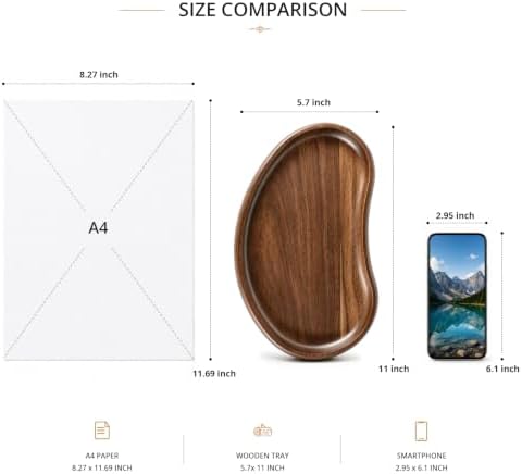 Solid Acacia Wood Wooden Tray,Jewelry Tray-–10.9 * 5.7 * 1.18 inches - Image 2
