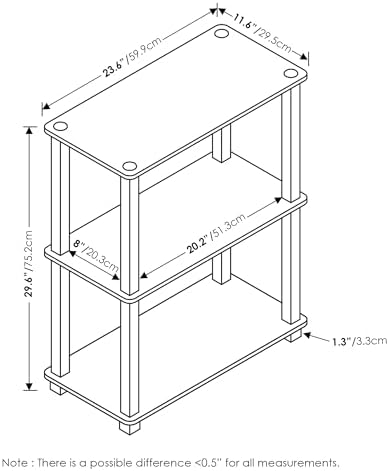 Furinno TURN-S-TUBE Storage Shelves, 3-Tier Book Shelf, Corner Shelf, Toolless Open Shelves, for Organization and Storage, Living Room, Garage, Home Office, Amber Pine - Image 3