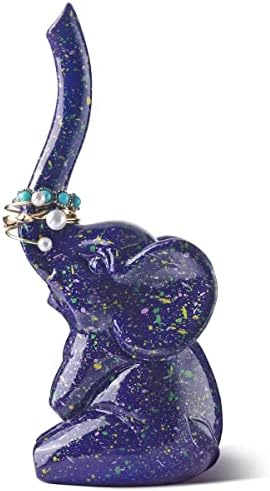 PUDDING CABIN Purple Elephant Ring Holder Cute Ring Organizer Stand Display, Unique Elephant Gift for Women Mom Mother's Day Birthday Engagement Bridesmaid Christmas Gift by PUDDINGCABIN