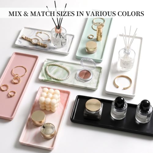 8″ x 3.7″ Ceramic Vanity Tray, Decorative Rectangular Organizer for Bathroom Countertop, Dresser Top, Kitchen & Bathtub, for Soap, Perfume, Candle, Jewelry & Cosmetics (Pink) - Image 6