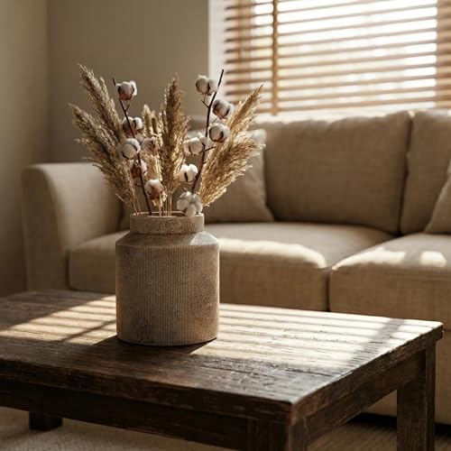 Rustic Terracotta Flower Vase, 7.5 Inch Aged Ceramic Pot for Dried Arrangements, Farmhouse Boho Centerpiece for Living Room, Entryway, Airbnb & Shelf Decor - Image 6