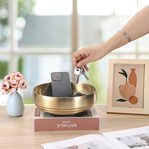 9.1" Stainless Steel Bowl Decorative Key Bowl for Entryway Table - Image 5