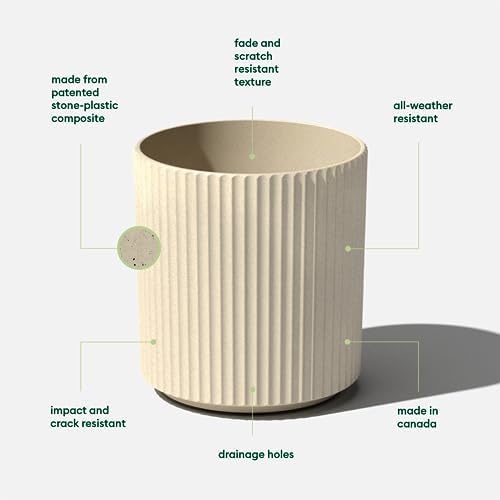 Veradek Demi Series Round Planter for Porch, Patio, Backyard | Durable Plastic-Concrete Material | Modern Décor for Tall Plants, Flowers - Image 2
