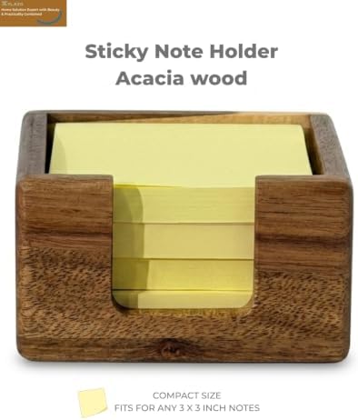 Acacia Wood Sticky Note Holder Desk Organizer 9.5x9.5cm - Image 2