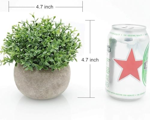 Velener Mini Sage Green Potted Boxwood Topiary Artificial Plants for Home Decor Indoor, Farmhouse House Plant Office Small Desk Shelf Apartment Coffee Bar Bathroom Decor Guest Room, Small Fake Plant - Image 2