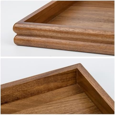 HILLSPRING Acacia Wood Ottoman Tray with Raised Edges, 17" x 13" - Image 3