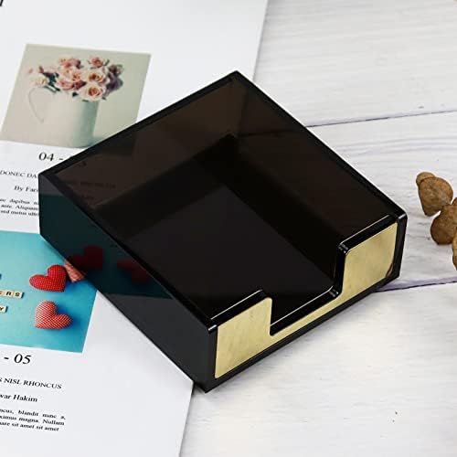 Acrylic Black and Gold Sticky Note Holder 3.7"¡Á3.7 Sticky Note Dispenser for Desk Cute Memo Notepad Holder for Office Supplies - Image 5