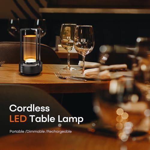 Rechargeable Cordless Small Metal Table Lamp, Stepless Dimming, 3-Color - Image 2