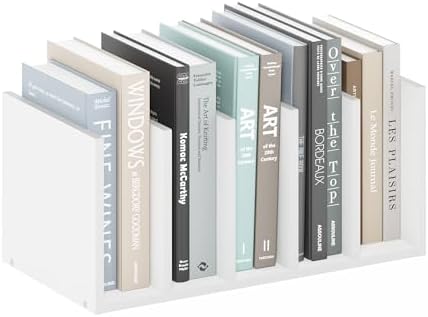 Furinno HERMITE Desk File Folder Organizers, 5-Space Vertical Desktop Office Organization Racks, Desk Top Display Book Shelf, for Paper, Office Supplies, Magazine, White by Furinno-FitsYourSpaceFitsYourBudget