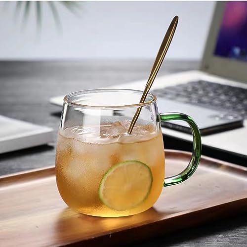 Clear Glass Mug With Green Handle, 16 oz, High Borosilicate Large Coffee Mug for Drinking or as a Gift - Image 3