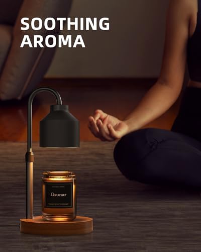 LISUNAR Electric Candle Warmer Lamp Black, Candle Lamp Warmer with Timer, Wax Warmer Lamp for Jar Candles, Adjustable Height Candle Light Warmer with 2 Bulbs - Image 6
