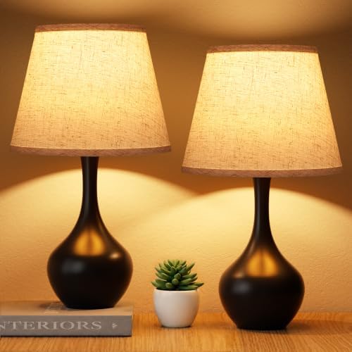 16.1" Touch Table Lamp for Nightstand, Dimmable Small Bedroom Lamp Set of 2 by SeealleLighting