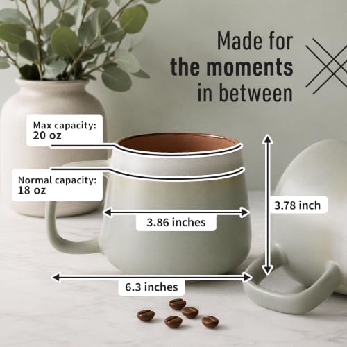 Ava Nord Large Stoneware Ceramic Coffee Mugs Set of 2 | 20 oz | Sage Ash - Image 2