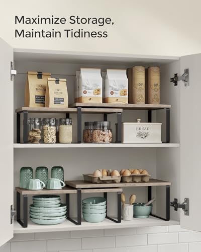 SONGMICS Cabinet Organizer Shelf, Set of 2 Spice Rack, Kitchen Storage - Image 5