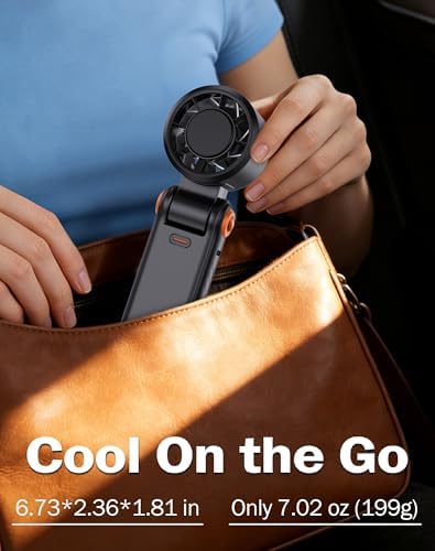 Portable High-Speed Handheld Fan with LED Display, [Smart Power & Wind Control], 4000mAh Rechargeable Mini Personal Fan, 5 Speeds, Quiet USB Travel Fan for Outdoor, Commuting - Image 5