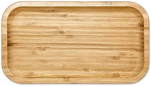 Bam&Boo Bamboo Serving Tray Natural Minimalist Rectangular (9.7” x 5.4" x 0.8") Coffee, Tea, Food, Drinks, Storage, Decor for Home, Kitchen, Bathroom - Image 5