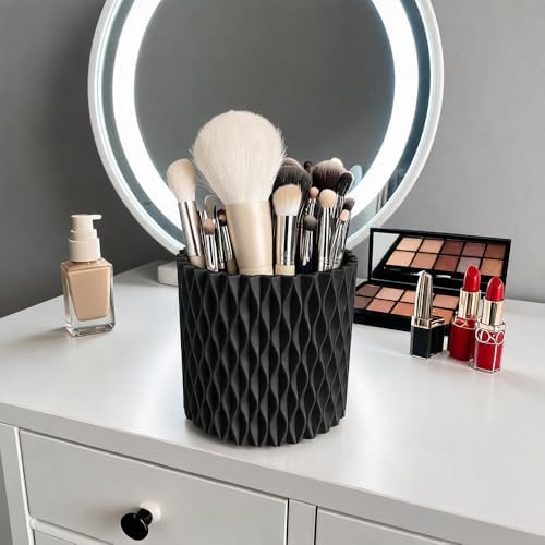 Lebenrich Aesthetic Black Pen Holder for Desk, Rotating Plastic Desk Pencil Holder Organizer for Home School Office - Image 6