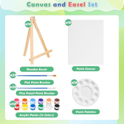 Evatage 10 Pack Sip and Paint Kit for Adults, 8x10 Inch Canvas Painting Kit - Image 6