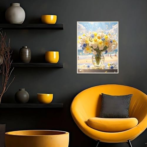 Banket Paint by Numbers Kit for Adults Beginner Flower DIY Oil Painting Kits for Adults Bottle Flowers Easy Adult Paint by Number Kits on Canvas Color by Numbers for Gifts Home Wall Decor 16x20 Inch - Image 3