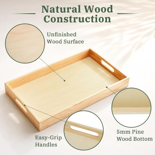 LotFancy Wooden Nested Serving Trays, Set of 5, for Craft and Decor - Image 3