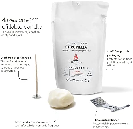 Phoenix Wick Candle Making Kit – Transform Anything Into A Candle – Candle Making Kit with Wick + 14oz Wax (Citronella Scent) - Image 3