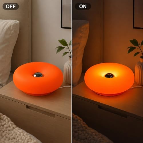 Donut Table Lamp,Orange Acrylic Shade,Ambient Lighting Decor - Image 4