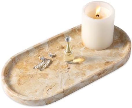 Koville Egypt Natural Marble Tray, 12"x6" Vanity Decorative Tray for Countertop Organizer, Catchall Tray for Perfume, Candles, Jewelry Dish by Koville