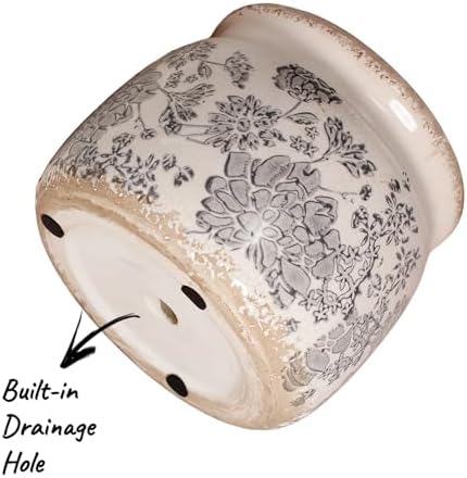 Modern Farmhouse Ceramic Planter & Vase with Drainage for Indoor Plants - Image 4