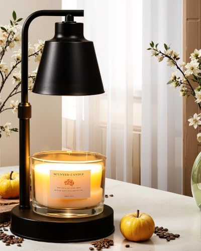 Candle Warmer Lamp with Timer, Dimmable, Adjustable Height, Black by WelcometoHONGZZI