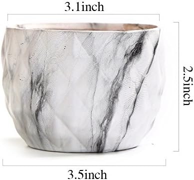 Sun-E Ceramic Succulent Pots, 3.35 Inch Marbled Flower Pots, Set of 4 - Image 3