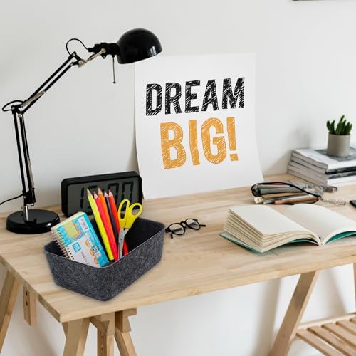 Welaxy Felt deep Storage Bins lidded Drawer Organizer Caddy Charcoal Box - Image 3