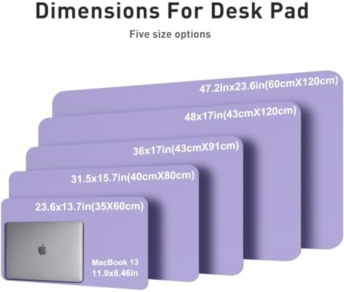 Aothia Faux Leather Desk Mat Mouse Pad, 63" x 24", Light Purple - Image 5