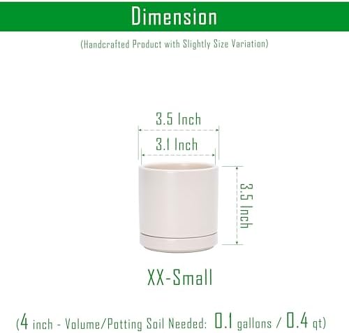 D'vine Dev 3.5 Inch Ceramic Planter Pot, Oatmeal, 94-O-A-8 - Image 2