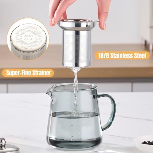 PARACITY Clear Teapot, Glass Kettle with Infuser, Tea Maker, 18.6 oz, Black - Image 6