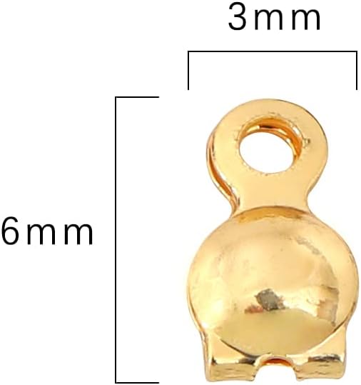 14K Gold Plated End Caps Non Tarnish 3x6mm 200pcs for Jewelry Making Findings